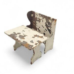 Vintage Aracade Cast‎ Iron Doll House Miniature Table & Bench Chair